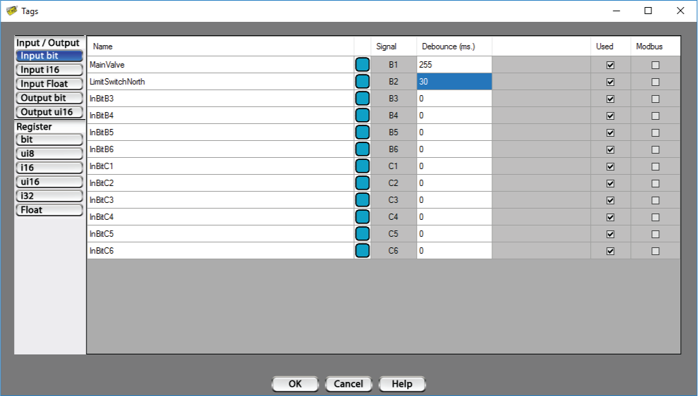 vBuilder input tag debounce setting